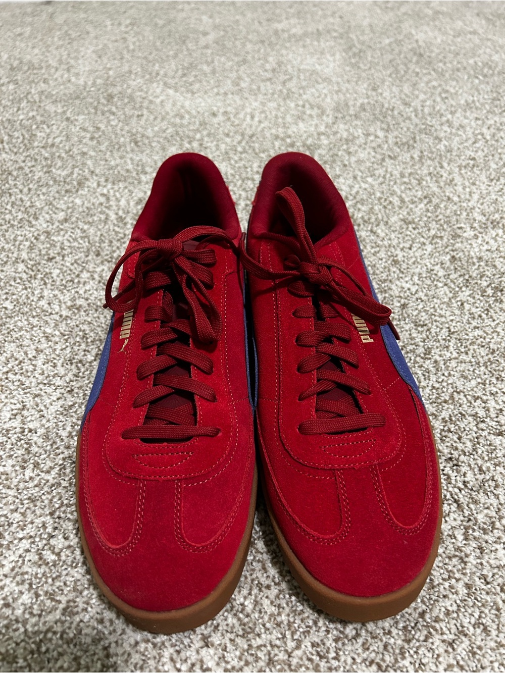 Puma Men's Red Suede Low-Top Sneakers - Casual Style